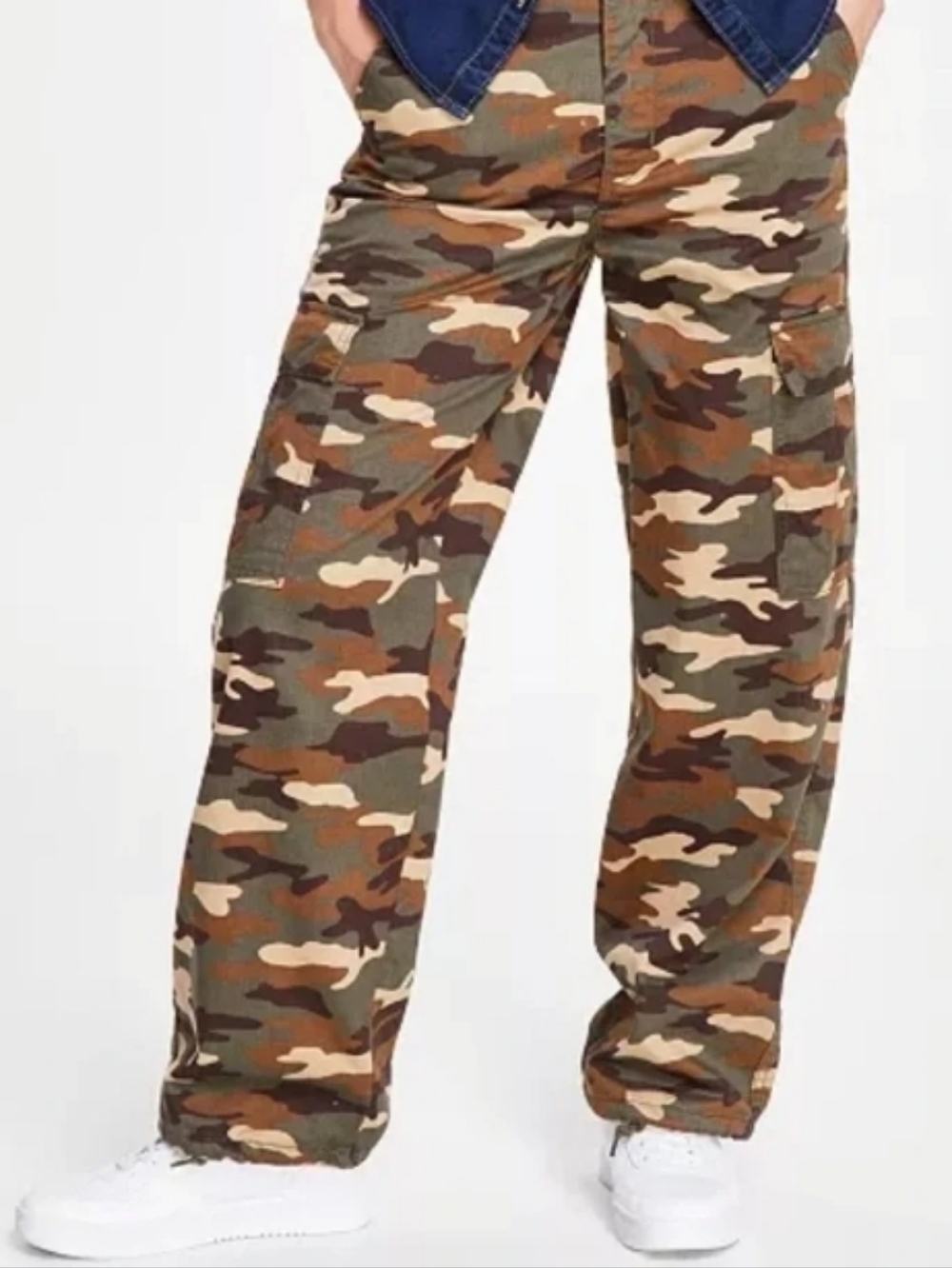 levi’s 94 baggy cotton high rise green camo print cargo pants size 25